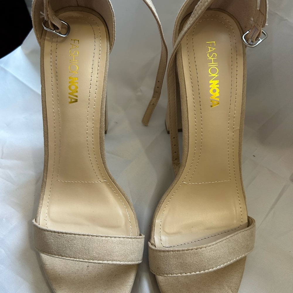 Fashion Nova Beige Strappy Heels